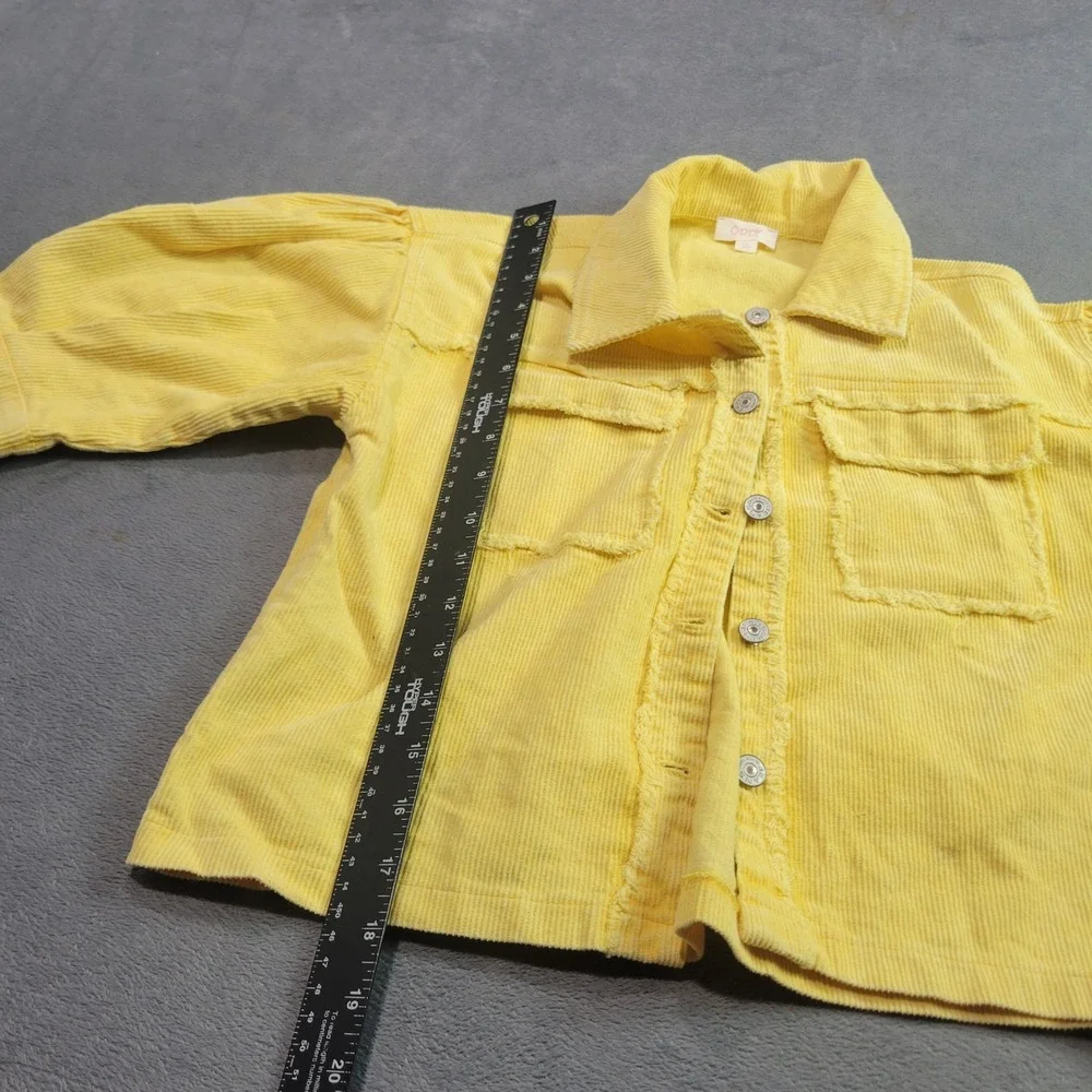 ODDY Kids Corduroy Jacket Girls‎ XL Yellow Shacket Raw Hem Puff Sleeve UJ15271K